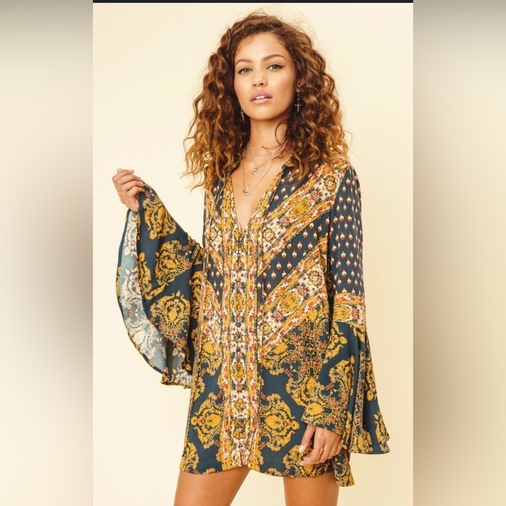Free People Mystery Tunic Multicolor  Mini Dress